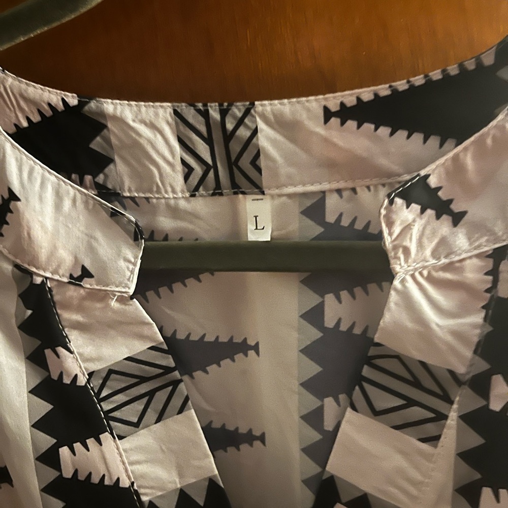 Geometric Black, Gray and White knee length dress